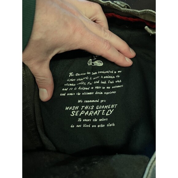 Makobi Jeans Mens 36x32 Olive Green Distressed Moto Zipper Pockets Style M1794 - Picture 10 of 13